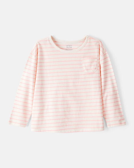 toddler girl striped long-sleeve top - pink