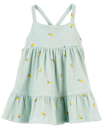Baby Lemon Print Crinkle Jersey Dress