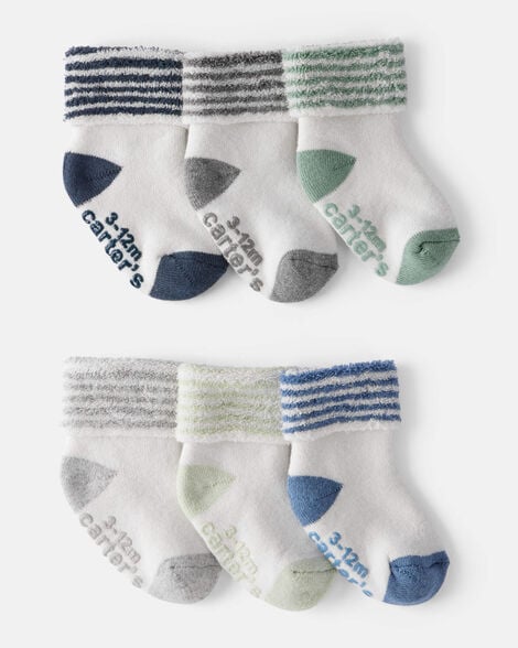 baby boy 6-pack striped ankle socks