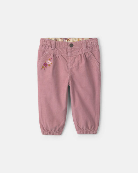 Baby Girl Floral Corduroy Baggy Pants - Purple