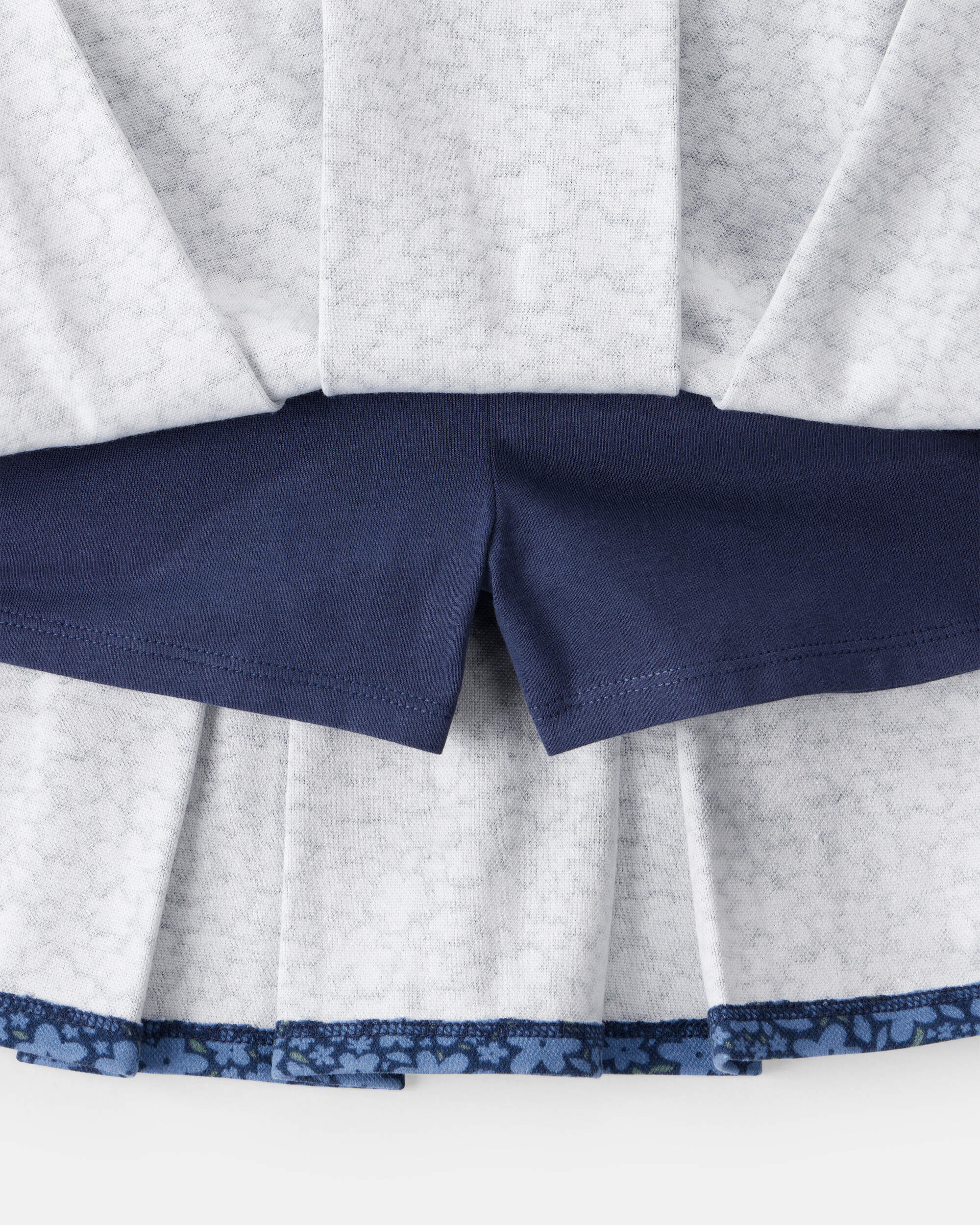 Kid Floral Pleated Pull-On Skort - Navy