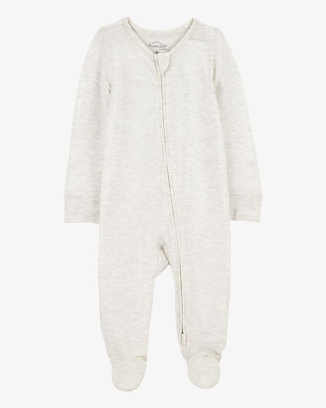 Product image 1 of Baby Solid 2-Way Zip PurelySoft Sleep & Play Pajamas - Grey