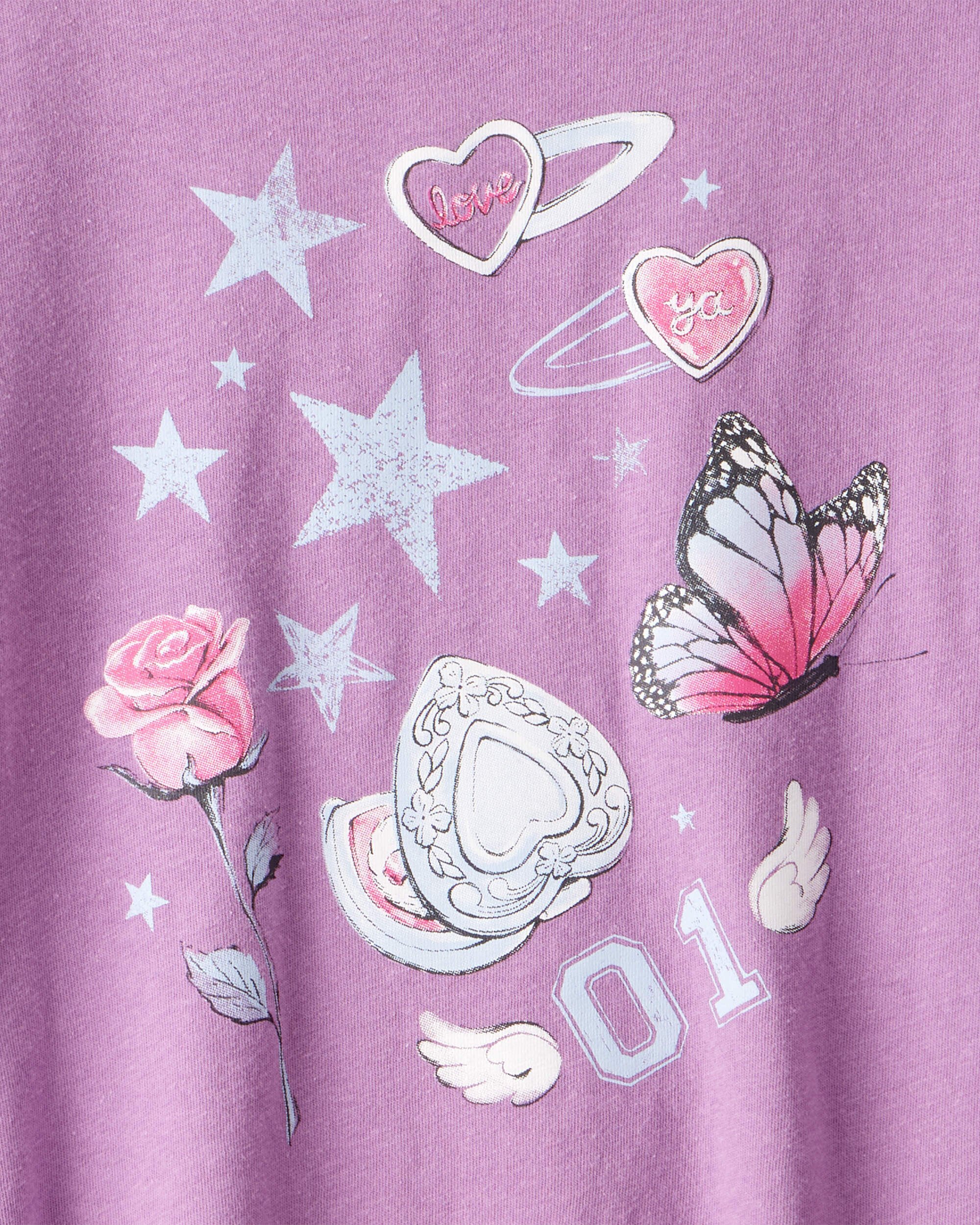 Girls Long-Sleeve Graphic Tee - Purple