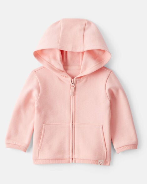 baby girl daydream fleece long-sleeve zip-up jacket - pink