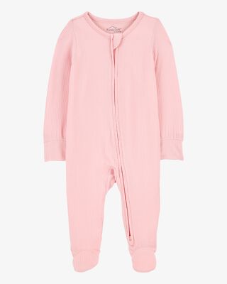 Product image 1 of Baby Solid 2-Way Zip PurelySoft Sleep & Play Pajamas - Pink