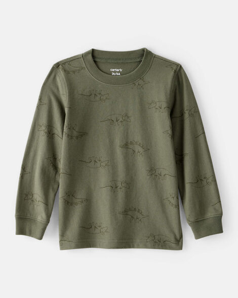 Product image 1 of Toddler Boy Dinosaur Print Long-Sleeve Tee - Green