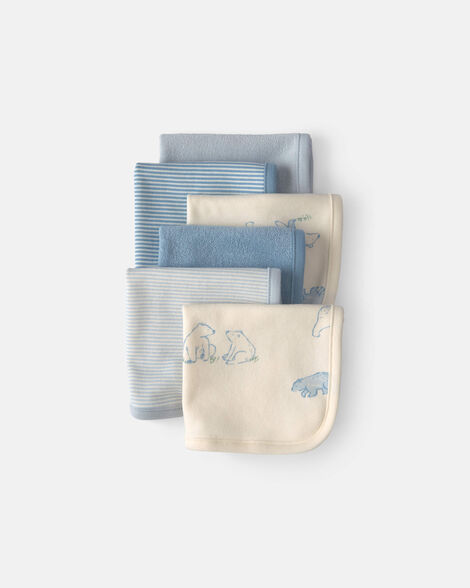 baby 6-pack bear terry washcloths - blue