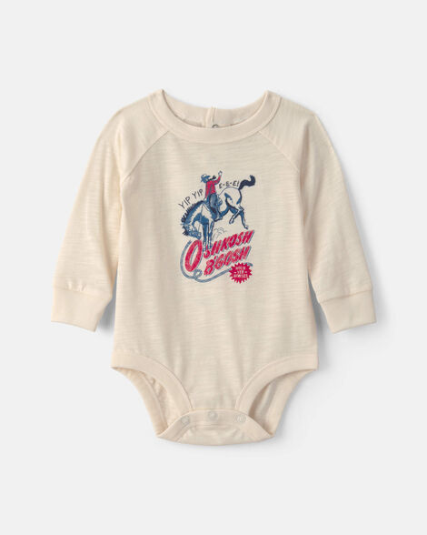 Baby Boy Cowboy Long-Sleeve Graphic Bodysuit - Cream