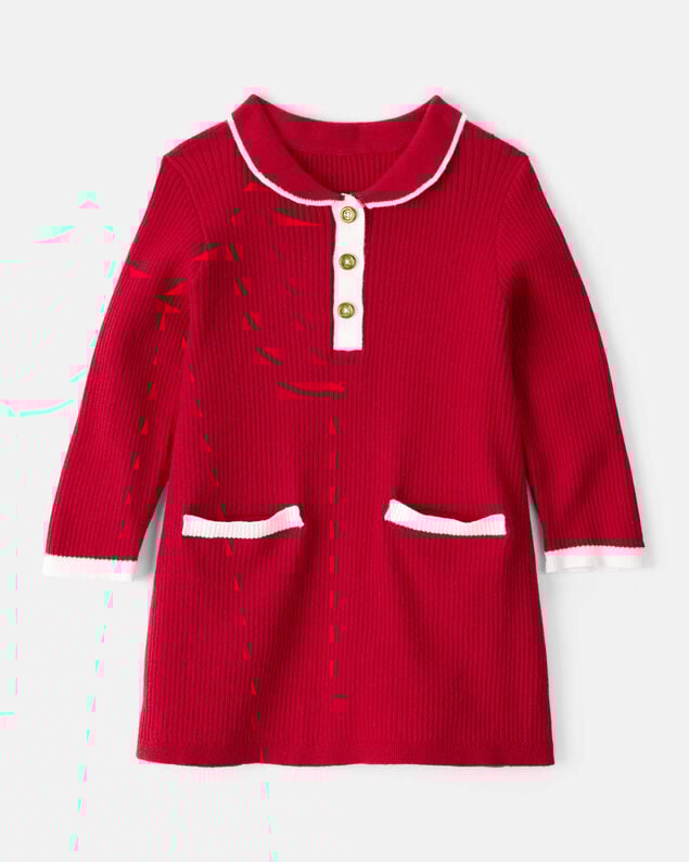 Product image 1 of Baby Girl Cotton Long-Sleeve Occasion Dress - Red