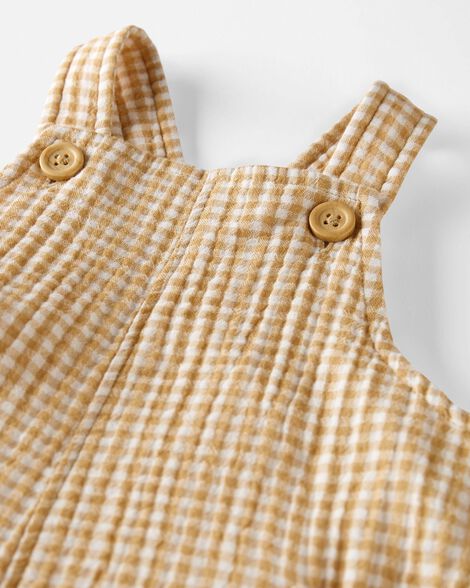  Product image 2 of Baby Organic Cotton Gauze Shortalls in Ochre