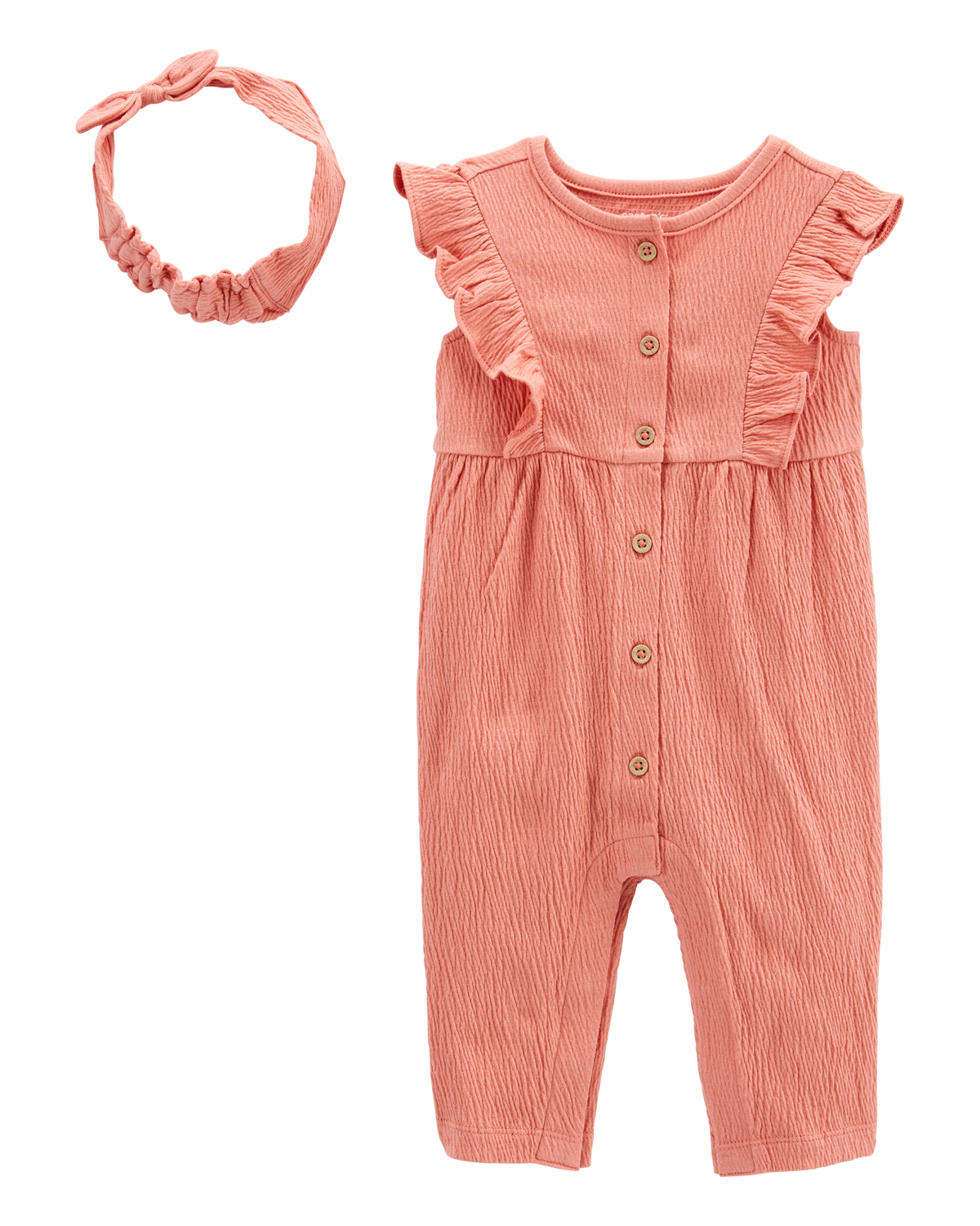 Baby 2-Piece Crinkle Jersey Jumpsuit & Headwrap Set