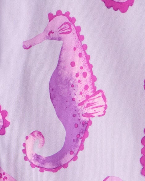 Toddler Girl 2-Piece Seahorse Loose Fit Coat-Style Pajamas - Purple