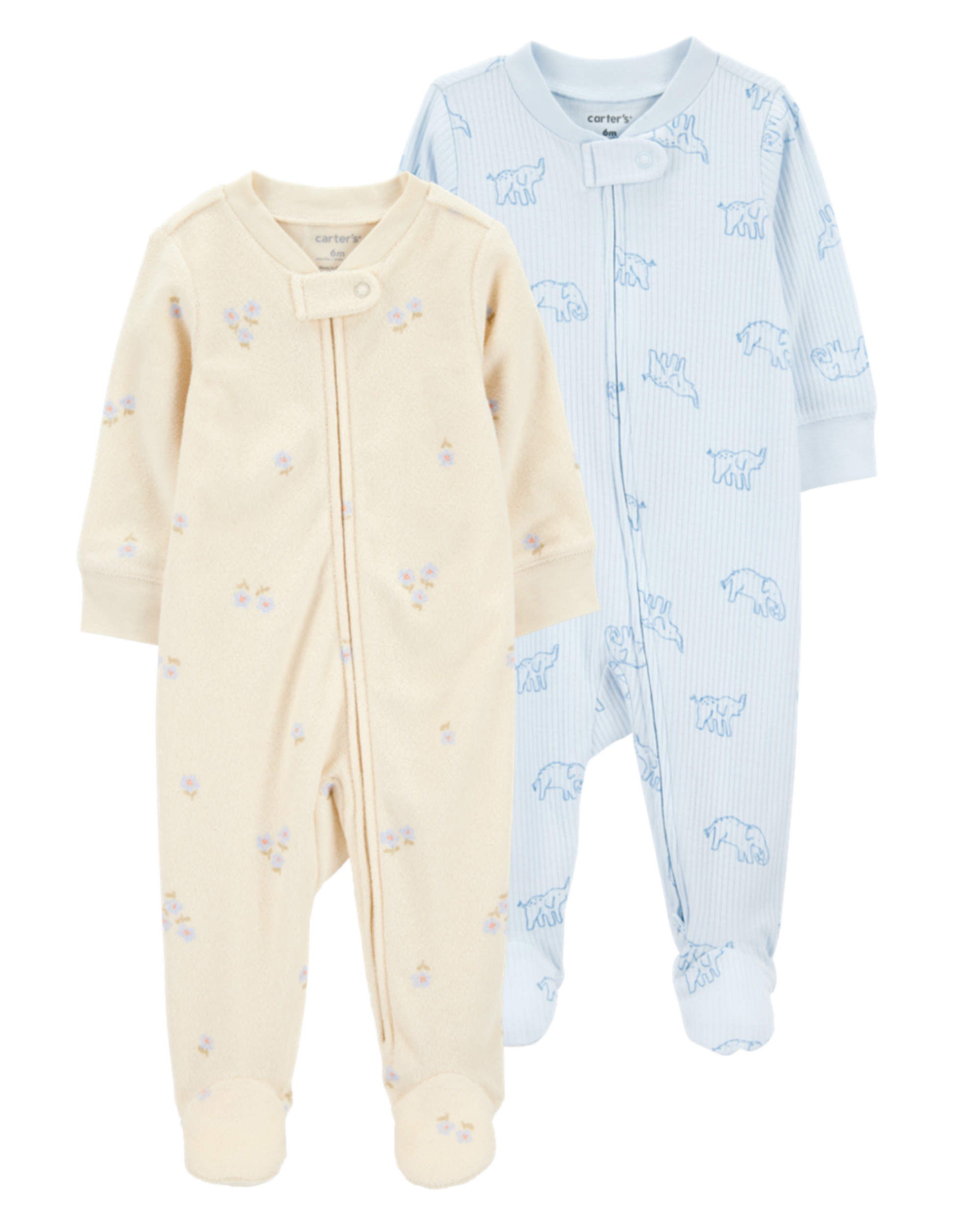 Baby 2-Pack Print 2-Way Zip Sleep & Play Pajamas