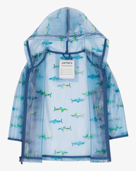 Product image 2 of Toddler Shark Translucent Rain Jacket - Blue