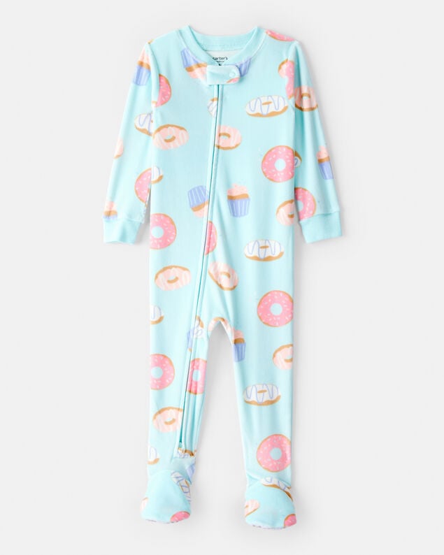 Baby Girl Peppermint Print DreamPlush Long-Sleeve Snug Fit 1-Piece Pajamas - Pink