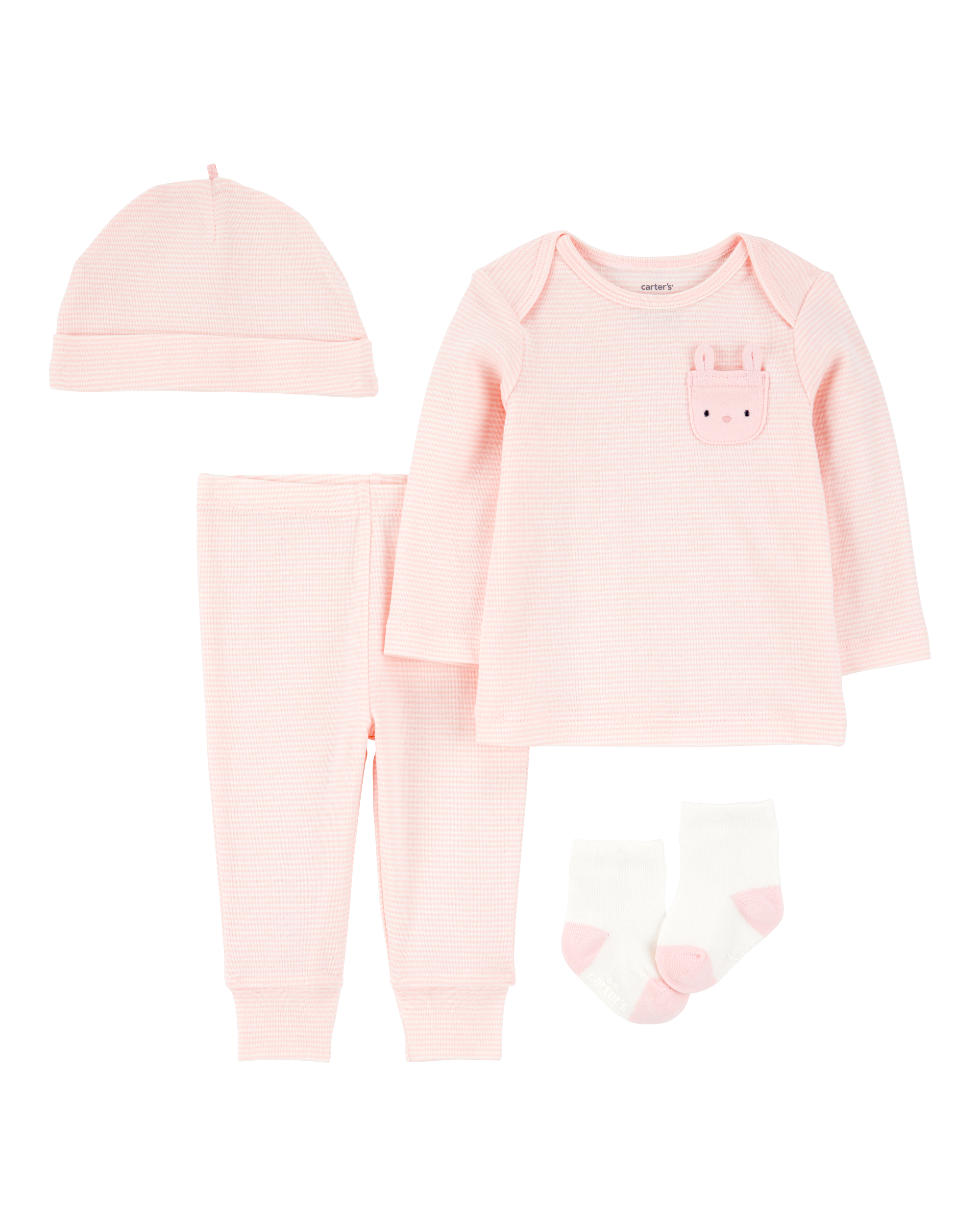 Baby 4-Piece Bunny Outfit Set - Pink/White