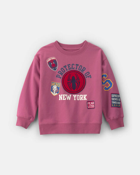 kids ©marvel spider-man french terry pullover sweatshirt - pink