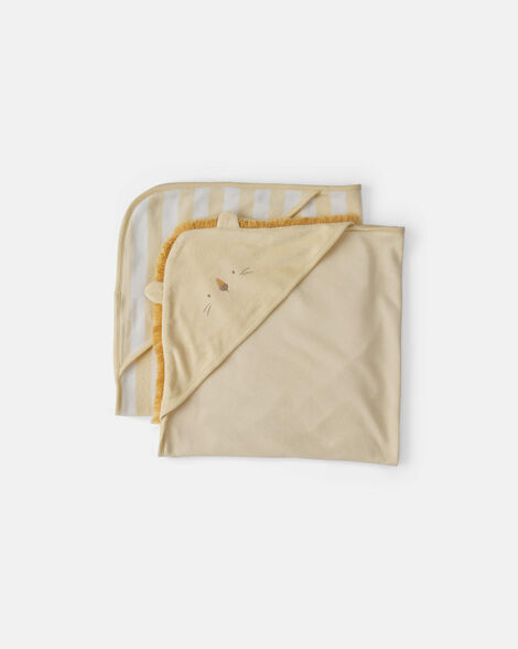 baby 2-pack lion terry towels - yellow
