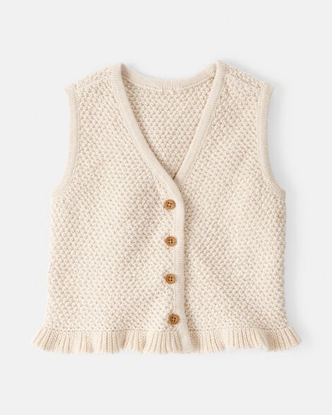 Product image 1 of Baby Girl Button-Up Sleeveless Vest - Cream