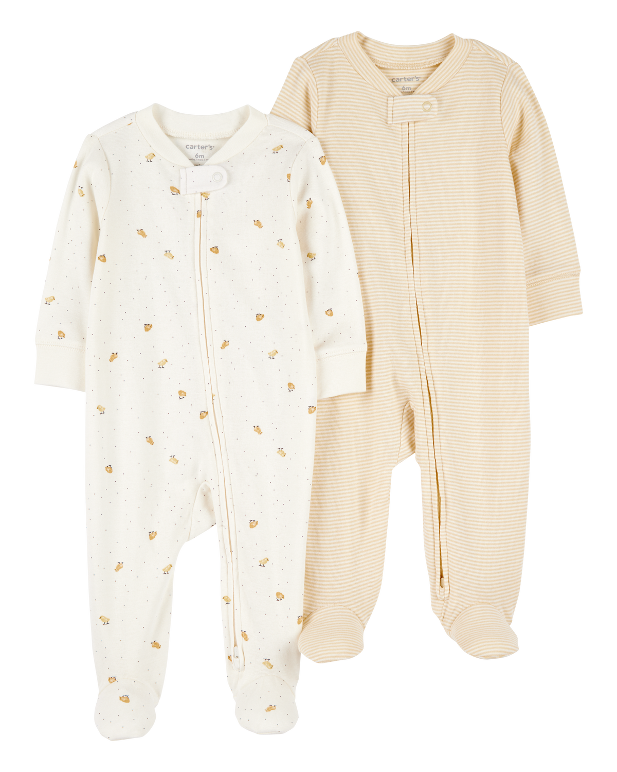 Baby 2-Pack 2-Way Zip Cotton Sleep & Play Pajamas - White