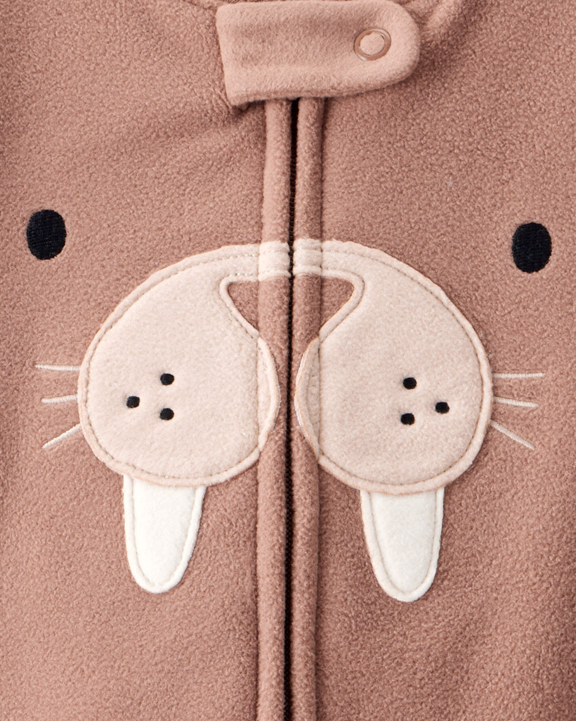 Toddler Boy Walrus Loose Fit Long-Sleeve 2-Way Zip 1-Piece Pajamas - Brown