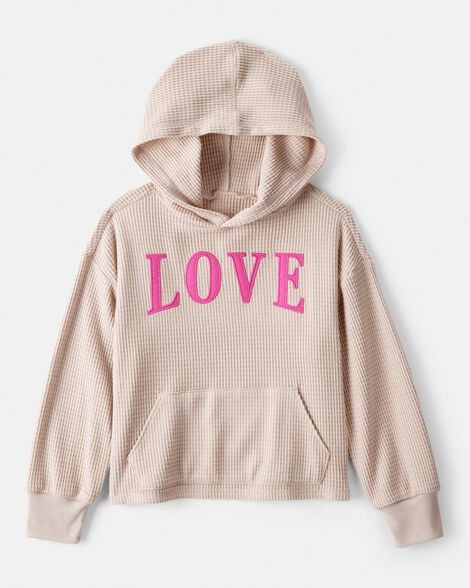 Girls Love Thermal Hooded Top - Brown