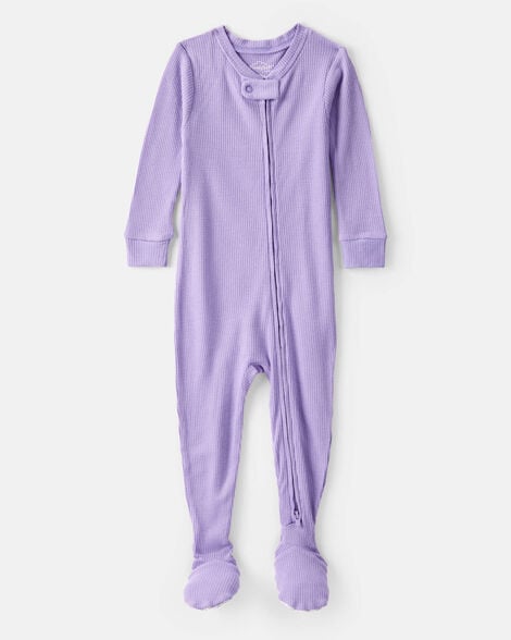 baby girl purelysoft long-sleeve 2-way zip 1-piece pajamas - purple