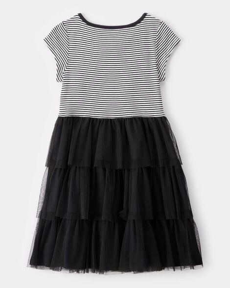  Product image 2 of Kid Halloween Striped Tiered Tulle Dress - Black