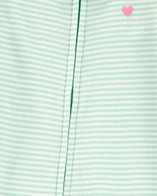 Product image 2 of Baby Striped Snug Fit Cotton Footie 1-Piece Pajamas - Green