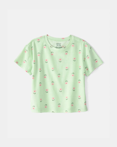 toddler girl floral relaxed top - green
