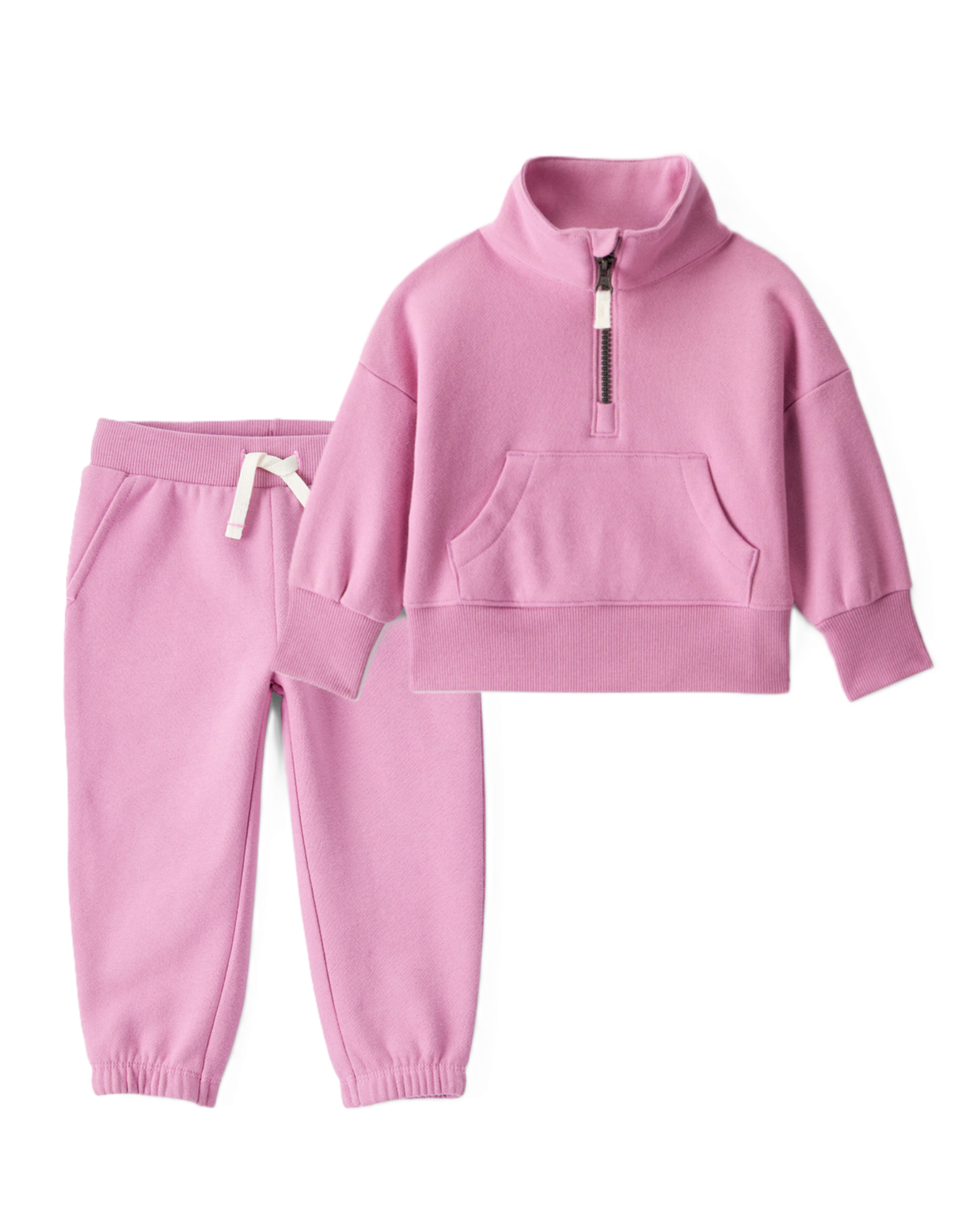 Baby Girl 2-Piece DayDream Fleece Quarter-Zip Pullover Sweatshirt & Joggers Set - Pink