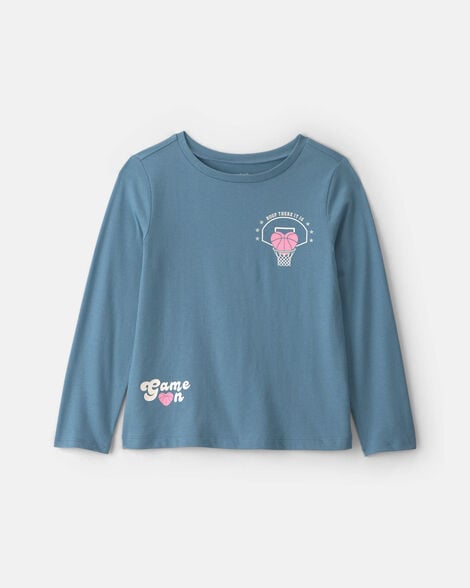 girls basketball long-sleeve graphic tee - teal