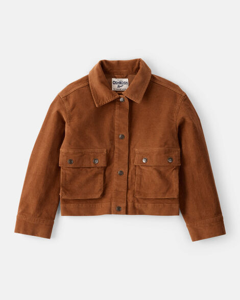 Girls Western Corduroy Long-Sleeve Fashion Jacket - Brown