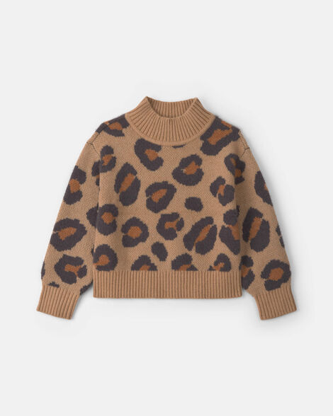girls leopard sweater - brown/black
