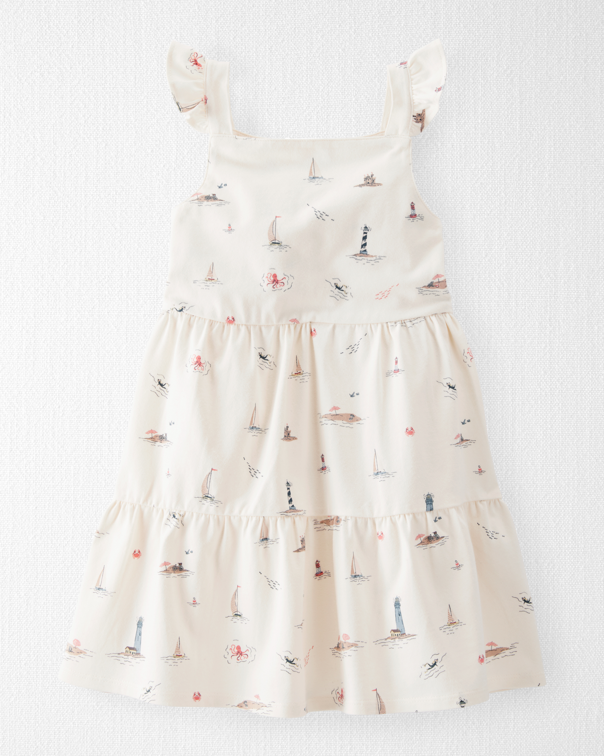Toddler Organic Cotton Dress Coastal Vacation Print