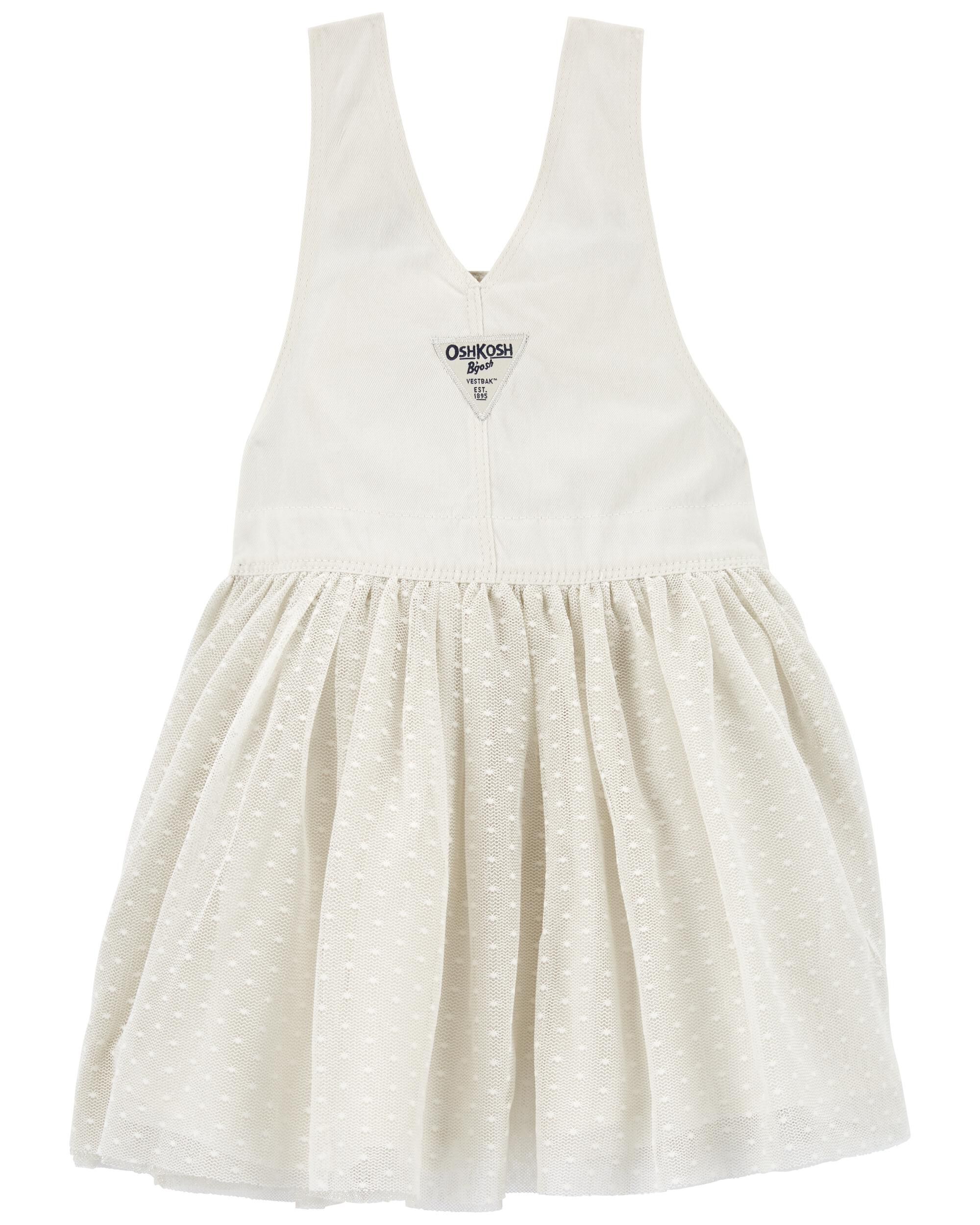 Oshkosh B gosh Baby Girls Sparkly Tulle Denim Jumper Dress 18M White