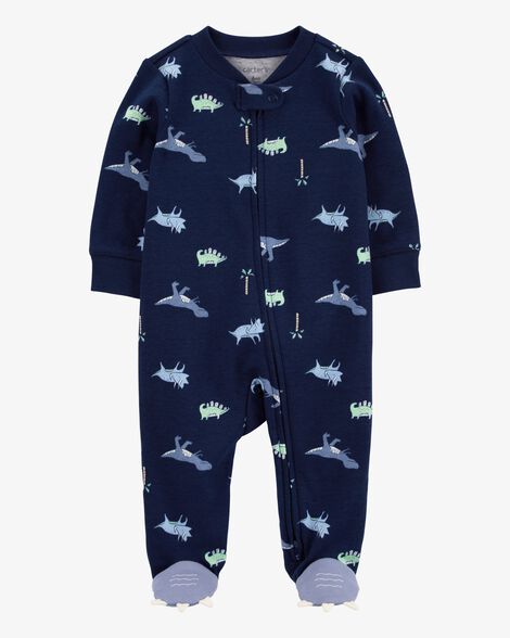  Product image 1 of Baby Dinosaur 2-Way Zip Cotton Sleep & Play Pajamas