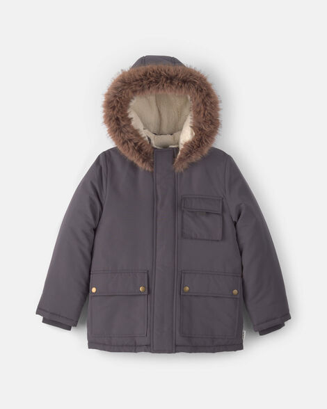 boys hooded heavyweight winter jacket - black