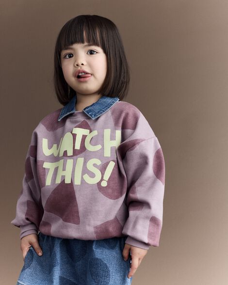 Toddler Girl Watch This!' Shapes Dolman-Sleeve Sweatshirt - Mauve