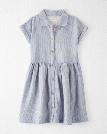 Kid Organic Cotton Striped Button-Front Dress
