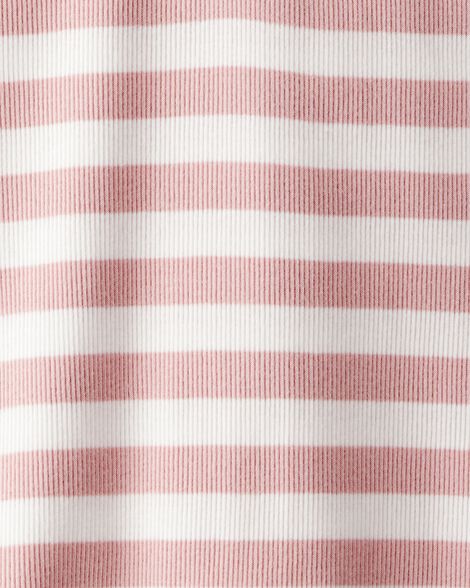 Product image 2 of Kid Ribbed Henley Striped Short-Sleeve Shirt - Pink