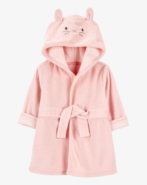 baby bunny hooded terry robe - pink