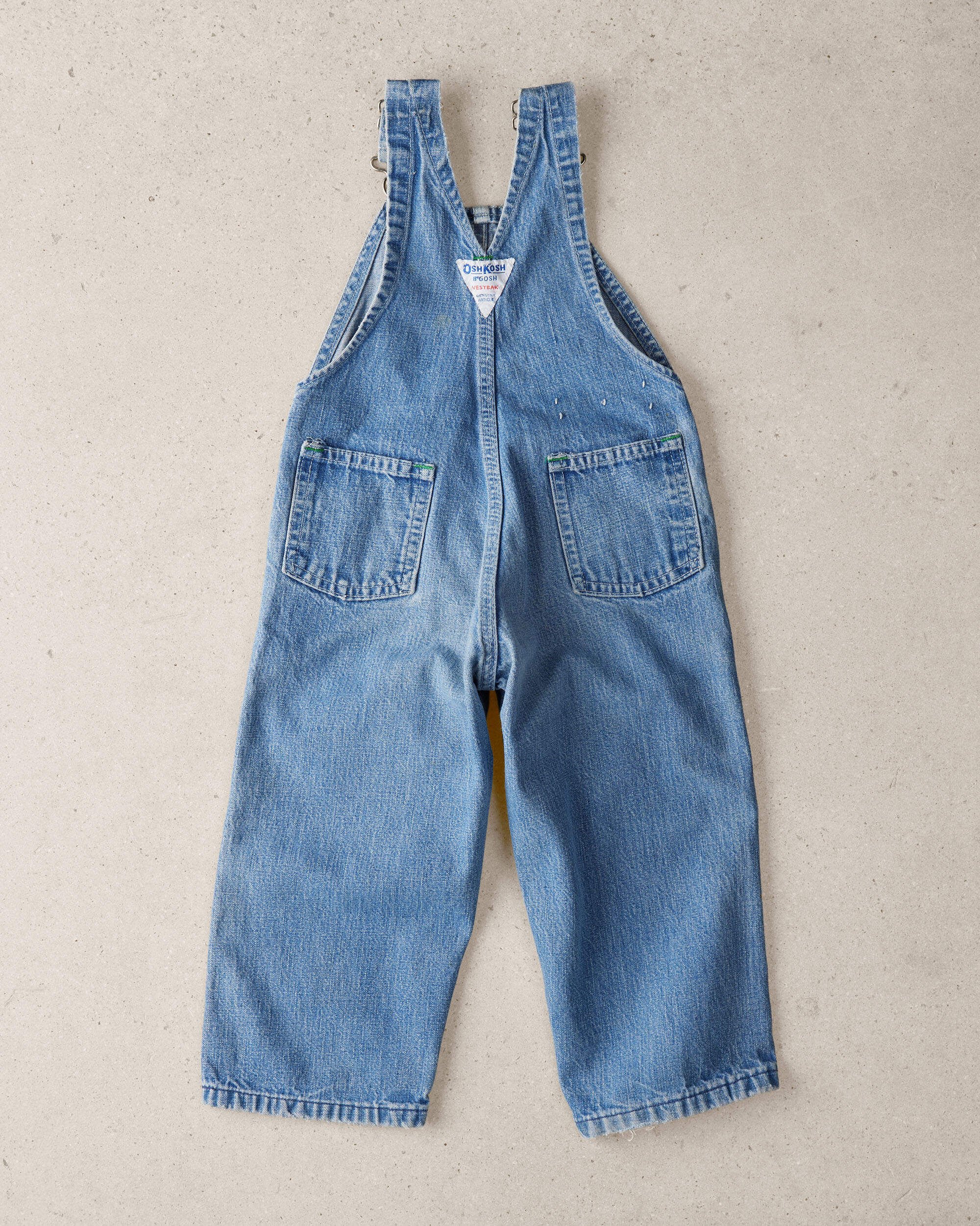 Toddler 4T Vintage Medium Wash Denim Overalls from the OshKosh Archive Release, circa 1970s