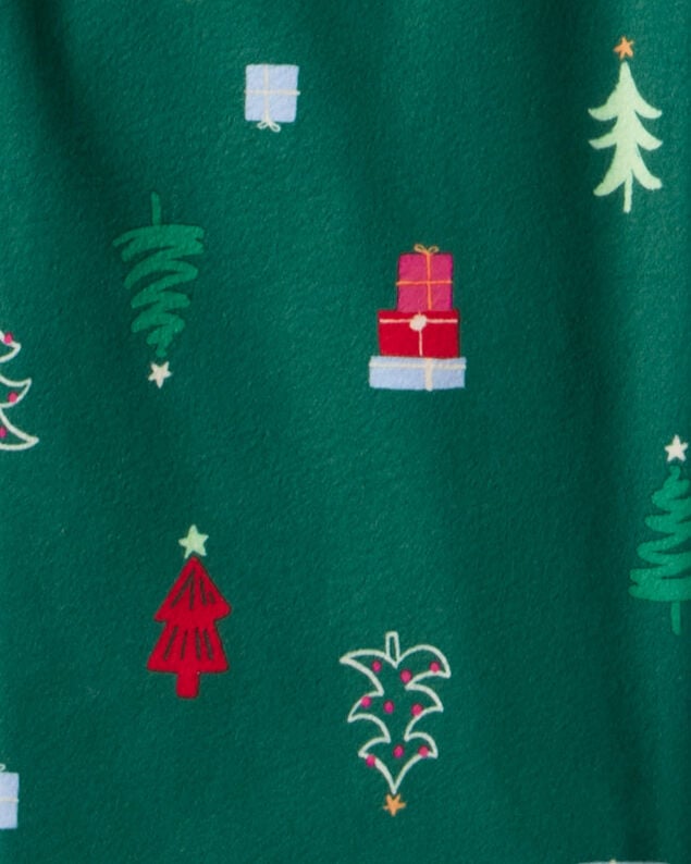 Product image 2 of Adult Green Trees Fleece Long-Sleeve Loose Fit 2-Piece Pajamas - Green