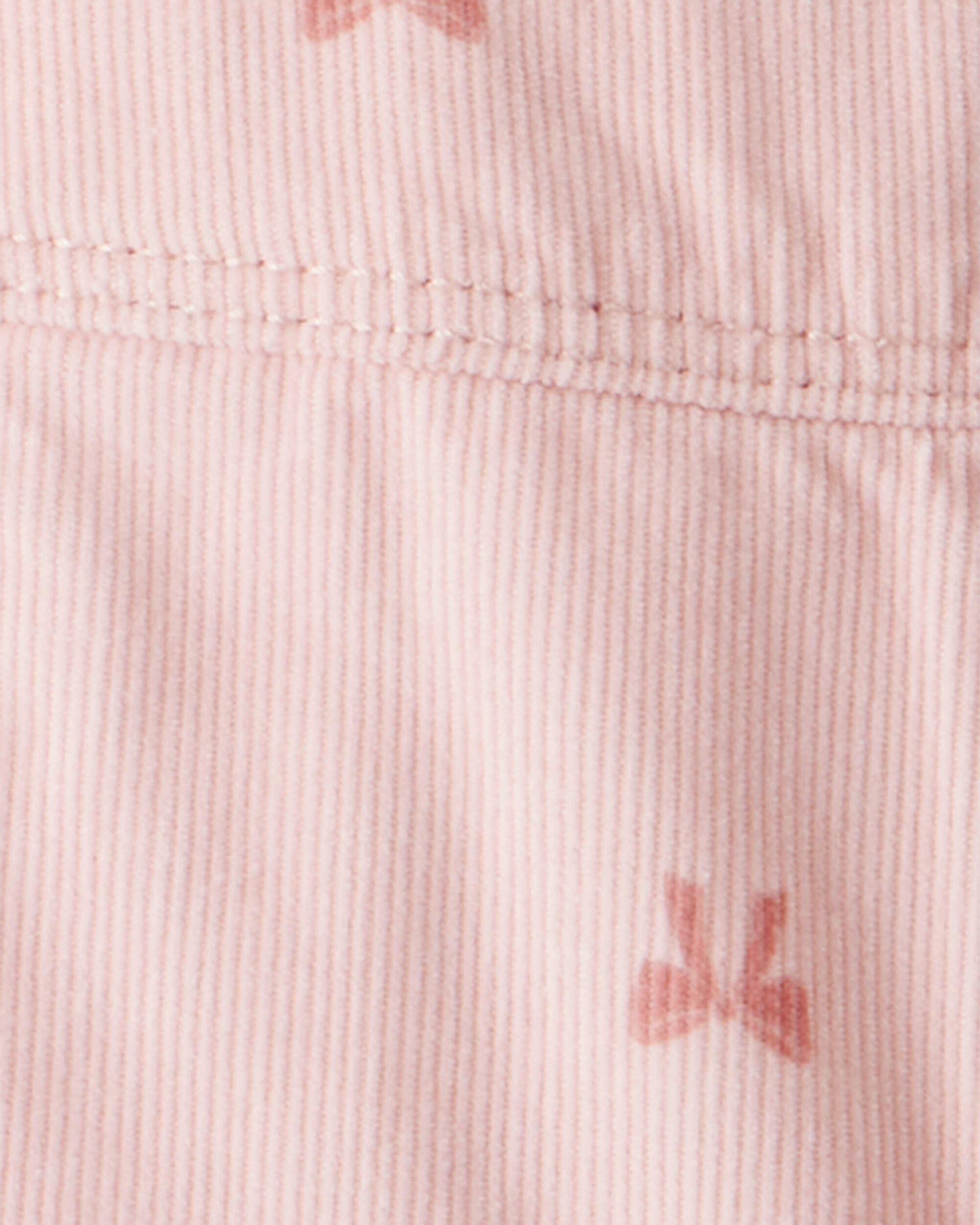 Baby Girl Bow Print Corduroy Overalls - Pink