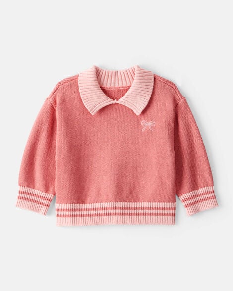 Product image 1 of Baby Girl Bow Cotton Long-Sleeve Sweater - Pink