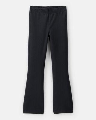 Kid Solid Cotton Flare Stretch Leggings - Black