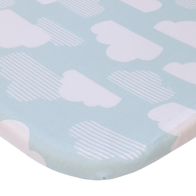 Product image 1 of Skip Hop Cozy-Up 2-in-1 Bedside Sleeper 100% Cotton Fitted Bassinet Sheet - Blue & White Clouds