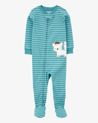Product image 1 of Baby 1-Piece Wolf Striped 100% Snug Fit Cotton Footie Pajamas