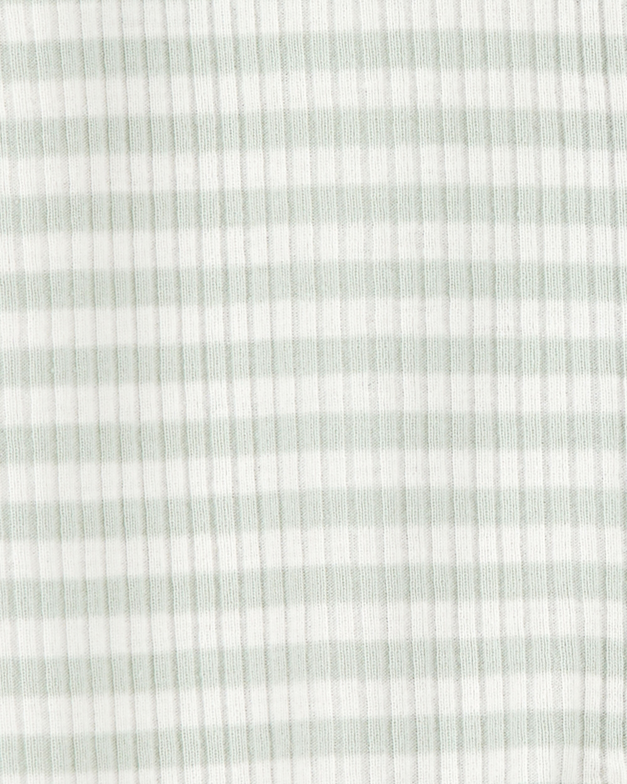 Baby Striped 2-Way Zip Ribbed Sleep & Play Pajamas - Green Baby Striped 2-Way Zip Ribbed Sleep & Play Pajamas - Green